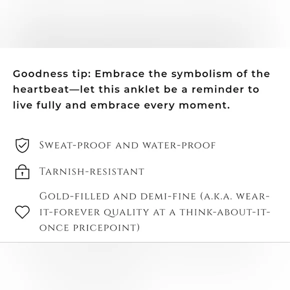 Aquamir Waterproof Gold Heart Charm Anklet - Picture 2 of 4